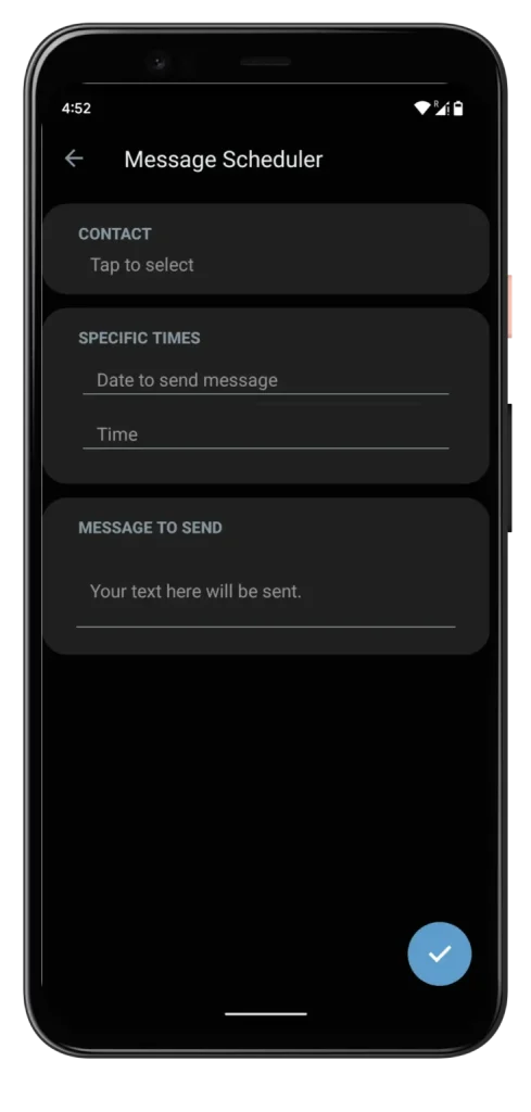 Blue Whatsapp message scheduler